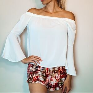 White off the shoulder top with bell sleeves